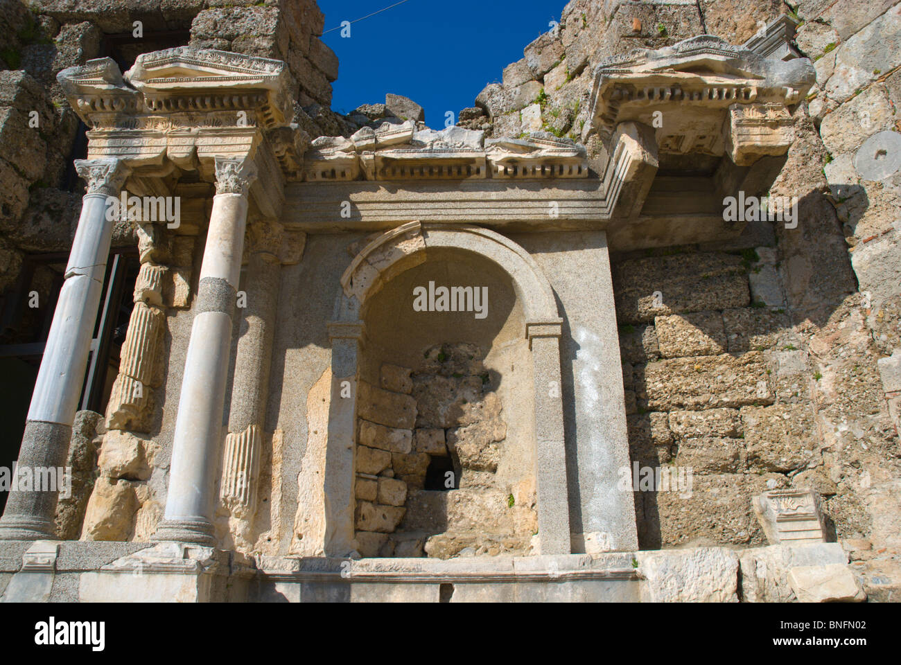 Römische Zeit Detail Ruinen Seite Küste Anatoliens Mittelmeerregion Türkei Asien Stockfoto