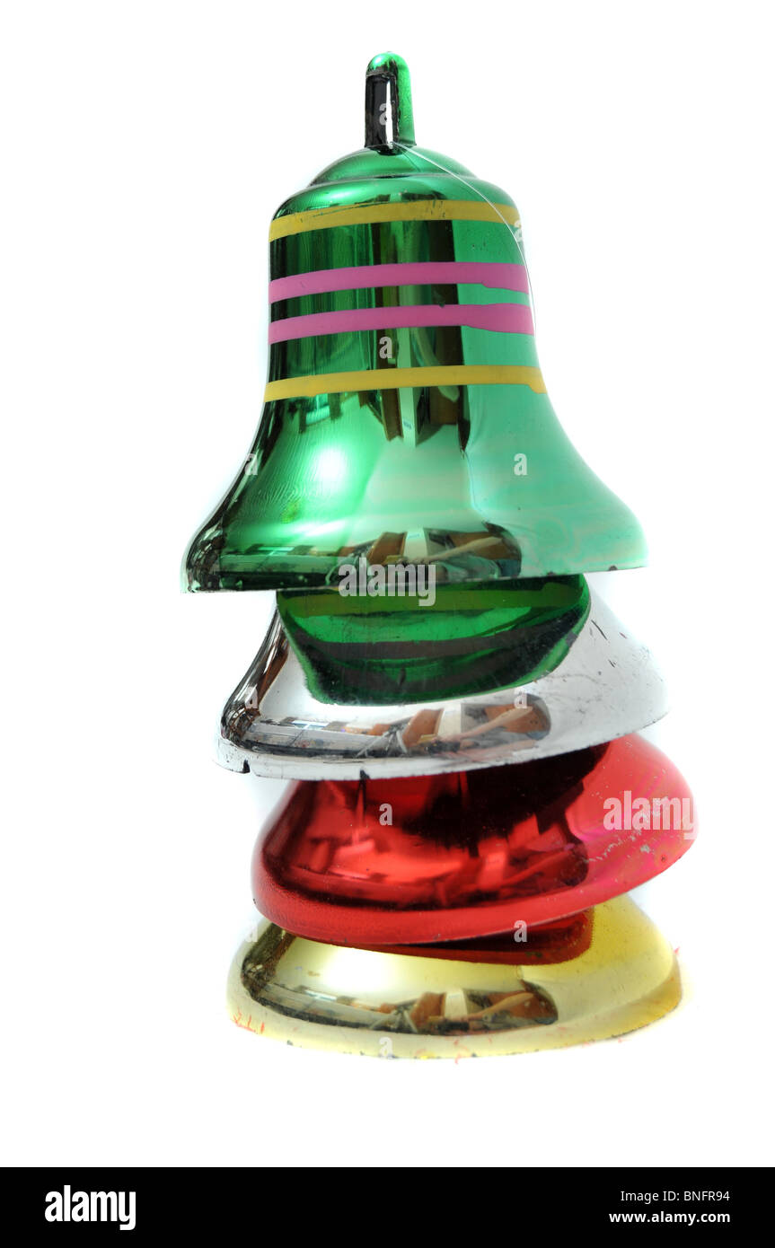Weihnachtsglocken Ornamente isolierten auf weißen Hintergrund Stockfoto