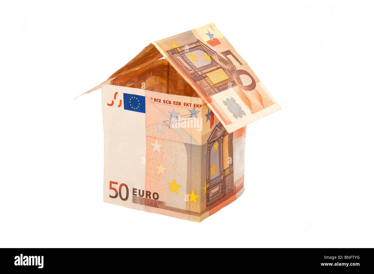 Ein Haus aus Euro-Scheine Stockfoto