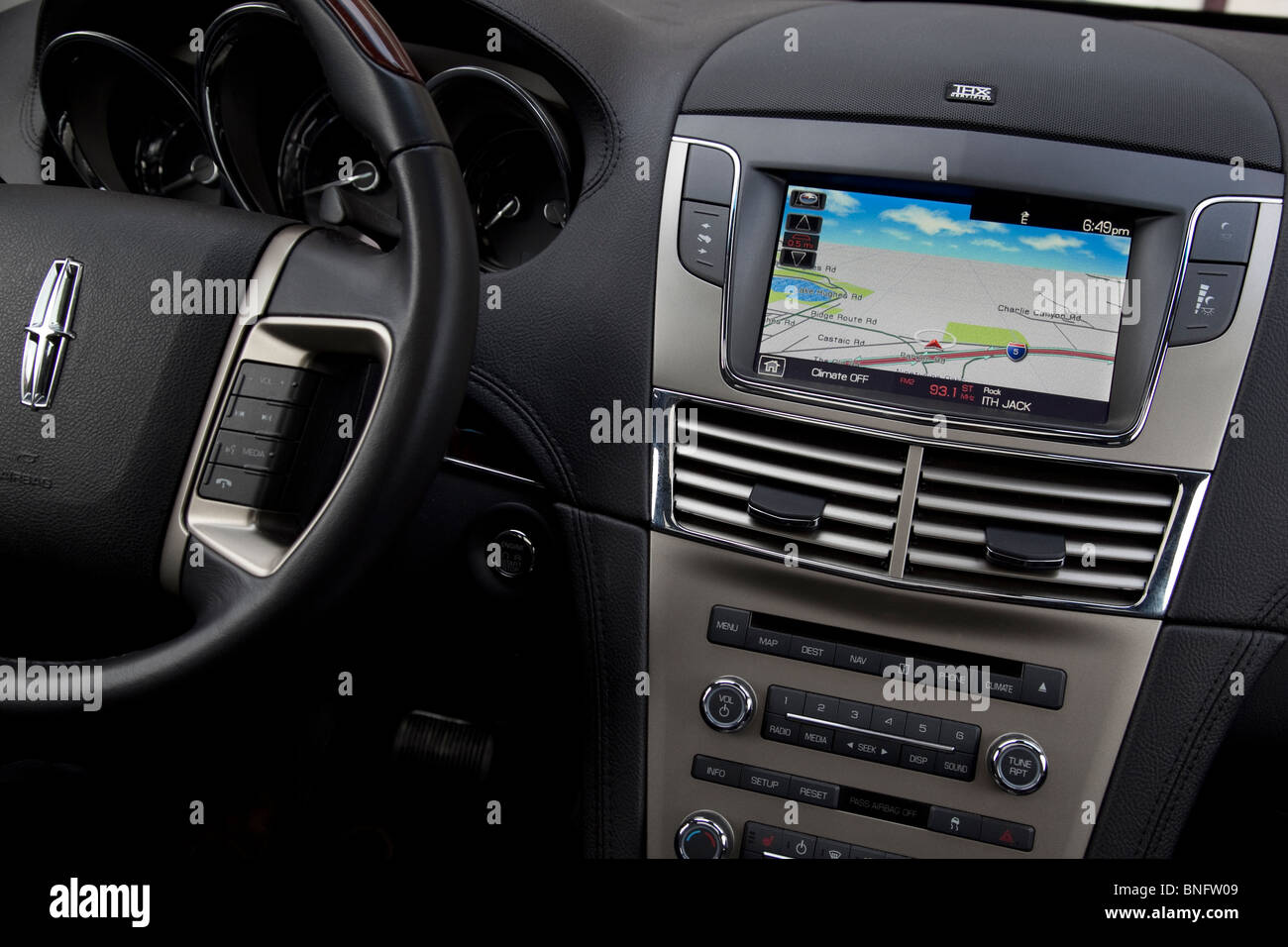 Lincoln MKT GPS-Konsole. Satelliten-Navigationssystem Stockfoto