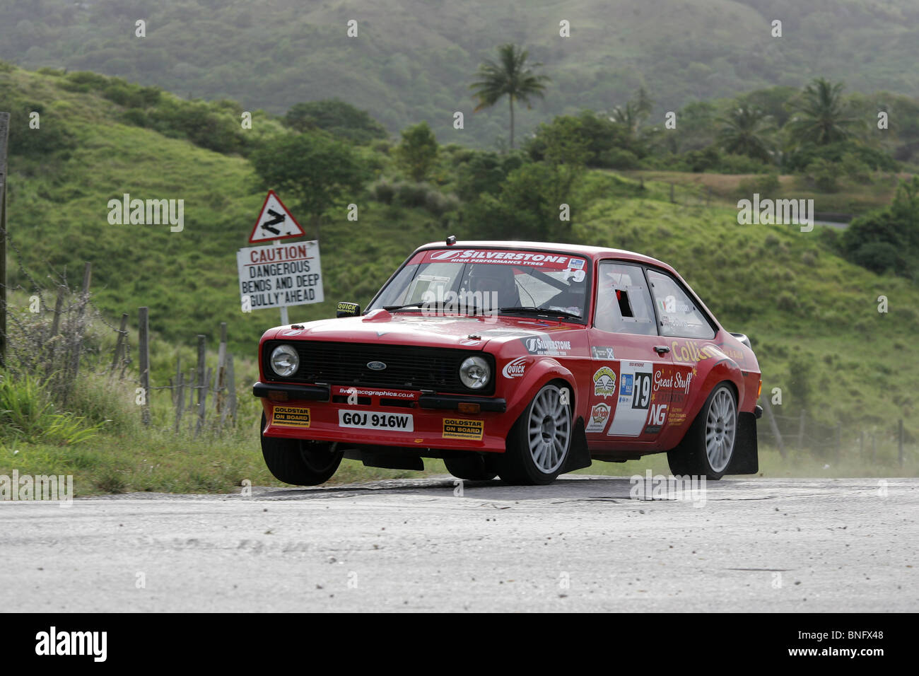 Phil Collins, Ford Escort RS, Rallye Barbados 2009. Stockfoto