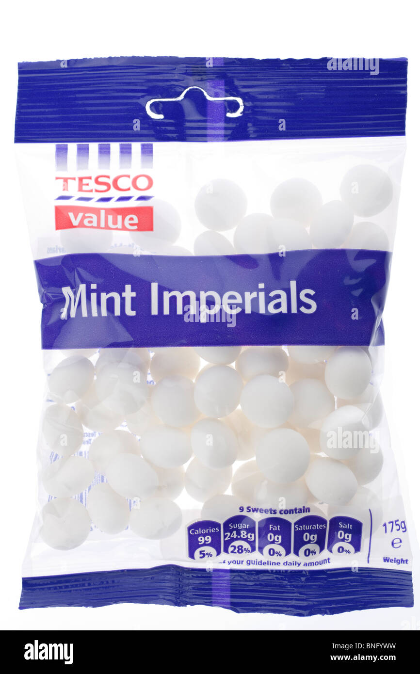 Tasche von Tesco Mint imperials Stockfoto