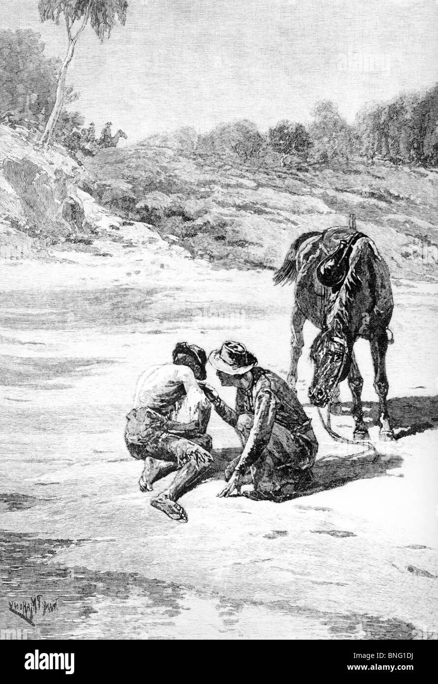 bornE.J. Welch, einzige Überlebende von Burke & Wills Expedition quer durch Australien von unbekannten Künstler Stockfoto