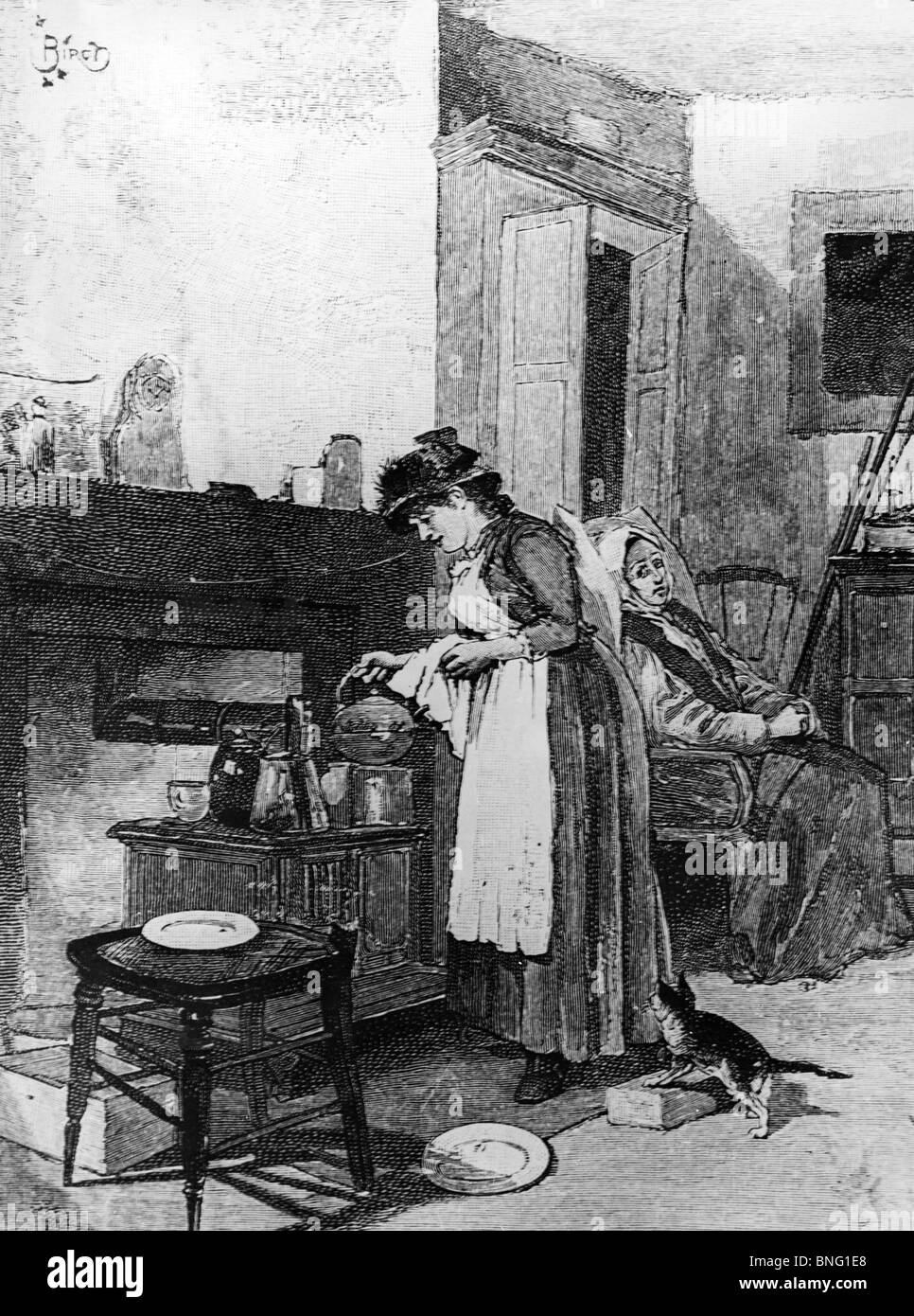 Tenement House Arbeit der Krankenschwester unbekannten Künstlers Stockfoto