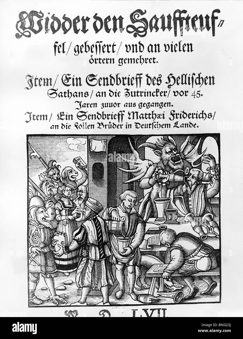 Gegen den Teufel trinken aus Geschichte des Alkoholismus von unbekannten Künstler Stockfoto