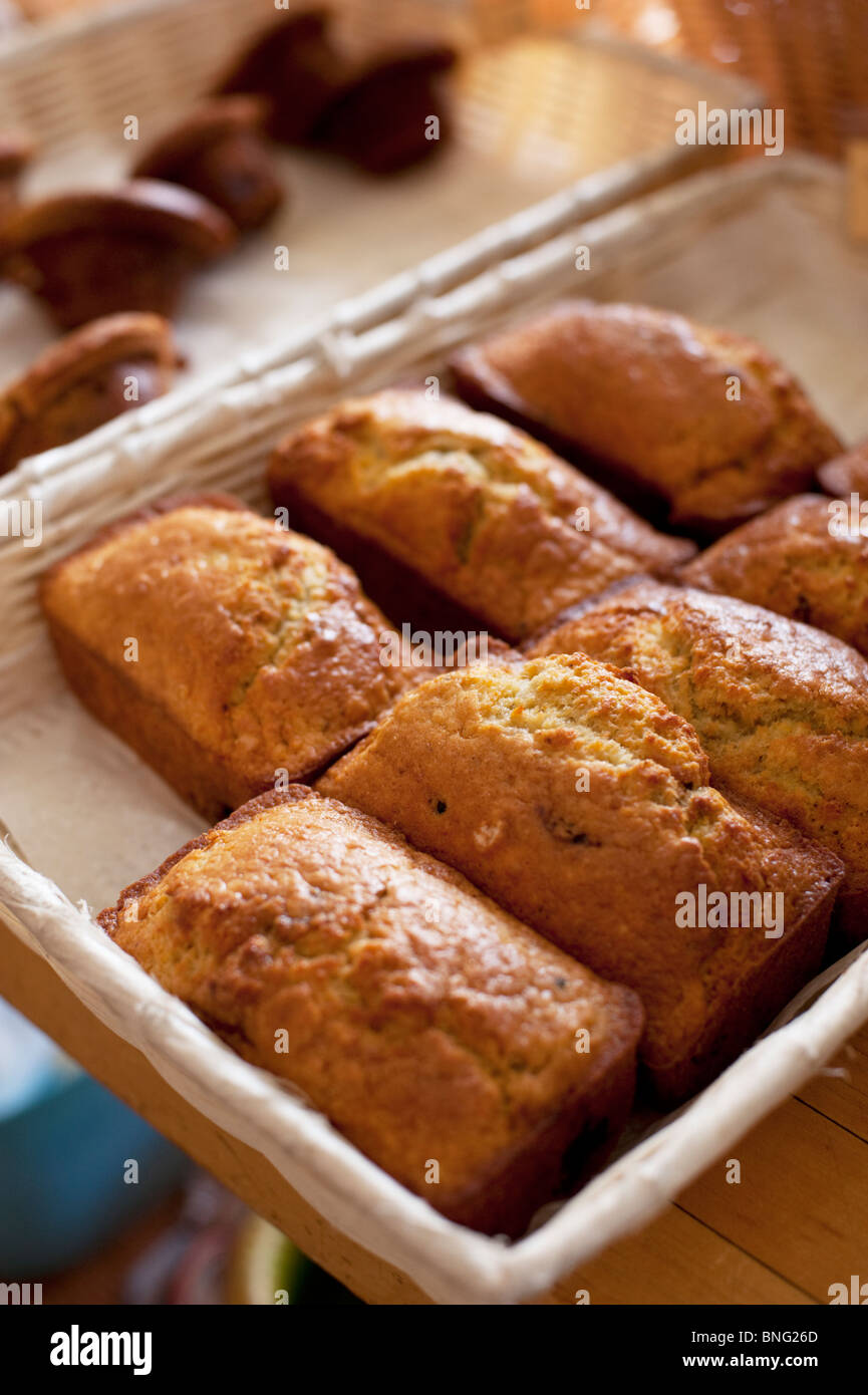 Süße "schnelles Brot" Brote zum Verkauf in der Pfanne Chancho Bäckerei. Stockfoto