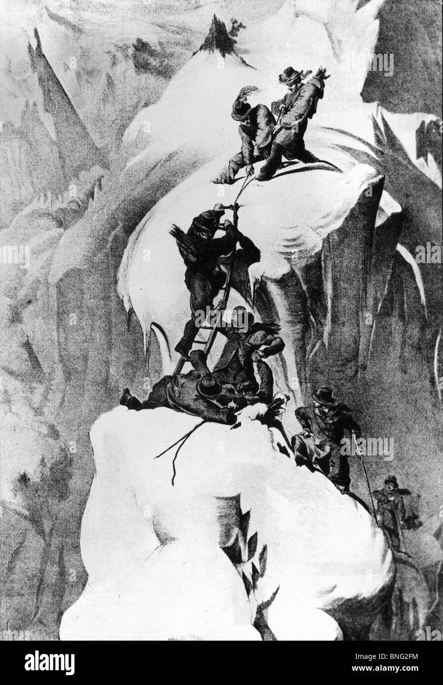 Die Studien der frühen Tage modernen Alpinismus, Mont Blanc, Schweiz unbekannten Künstlers, 1853 Stockfoto