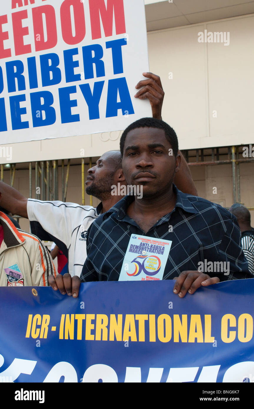 Kongolesischen Menschenrechte Protest vor Belgien Botschaft, London, UK Stockfoto