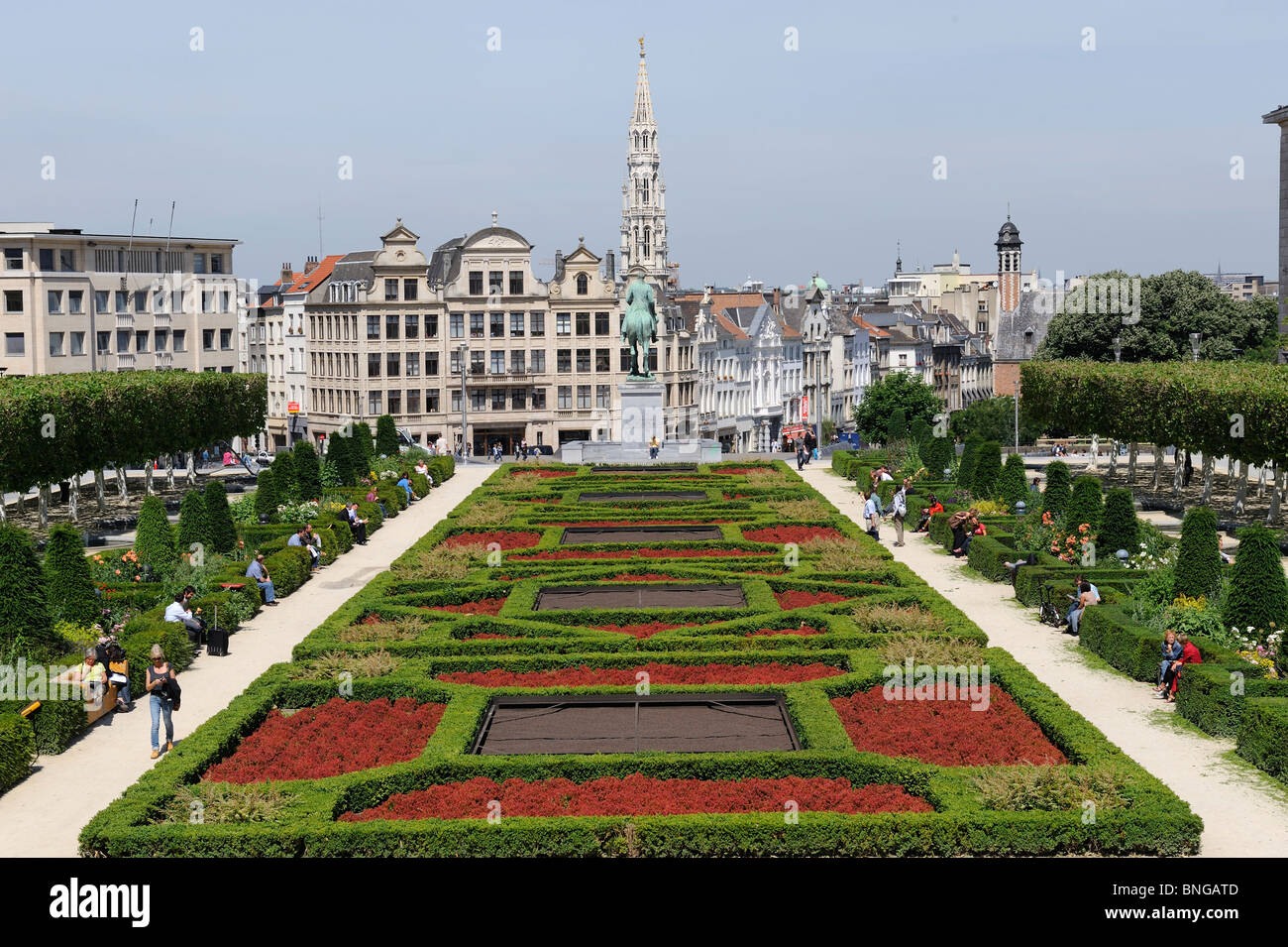 Mont des Arts centre im Museumsviertel, das Brüssel, Belgien die quadratischen Sitzung Gärten, Europas grüne Raum Stockfoto