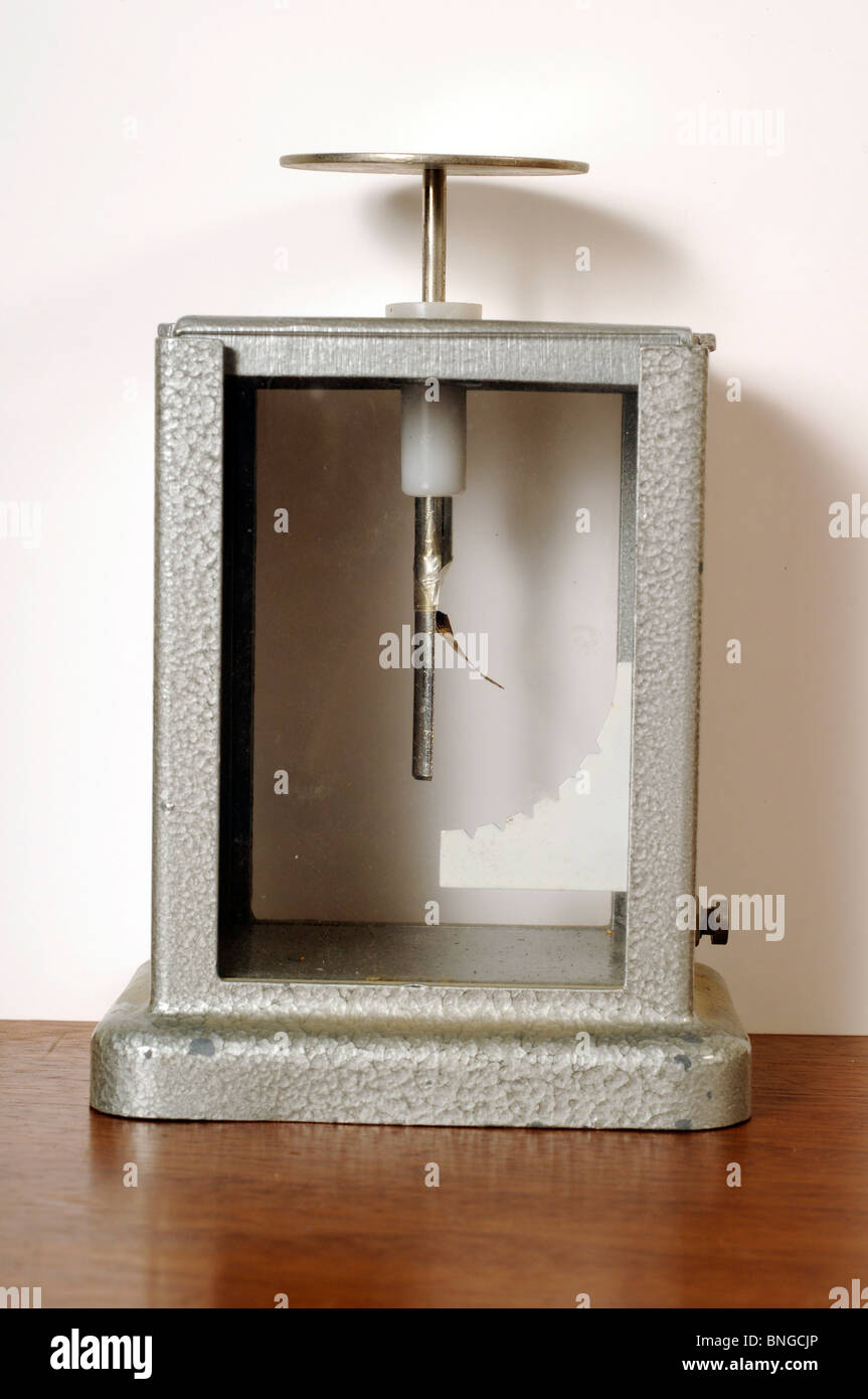 Blattgold Elektroskops in Rechnung gestellt Stockfoto