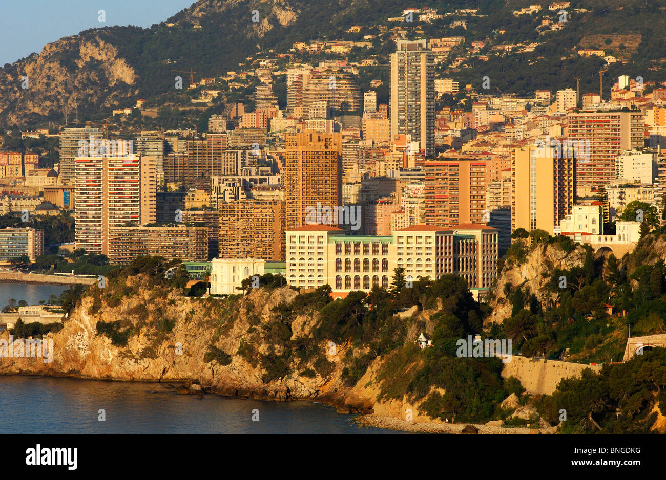 Blick auf Monte Carlo an der Küste der Cote d ' Azur, Fürstentum Monaco Stockfoto