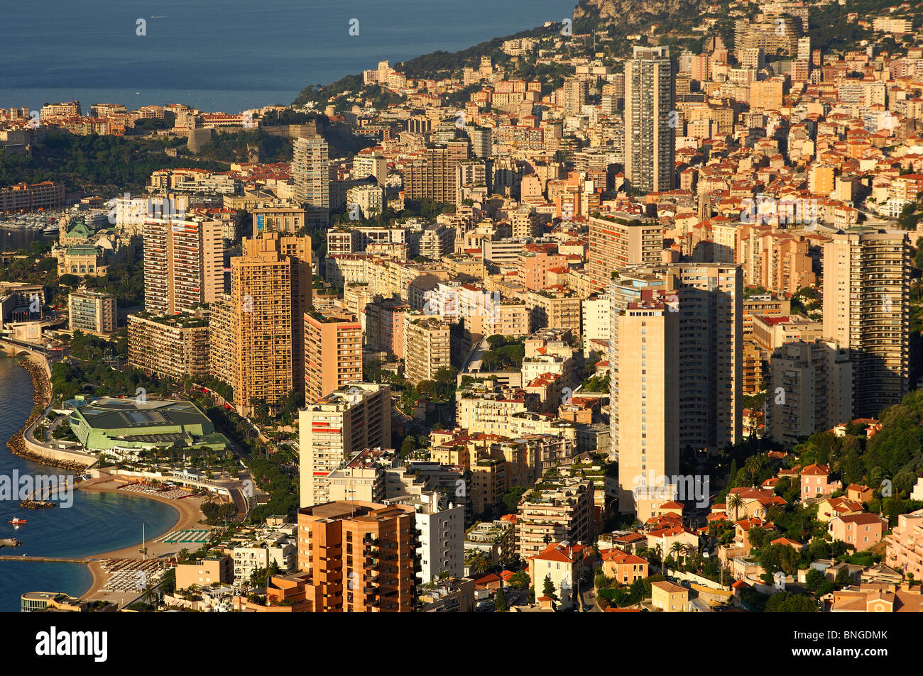 Blick auf Monte Carlo an der Küste der Cote d ' Azur, Fürstentum Monaco Stockfoto