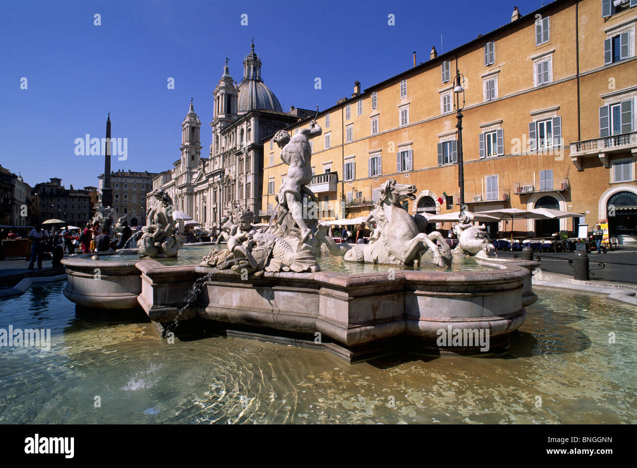 Italien, Rom, Piazza Navona, Neptunbrunnen Stockfoto