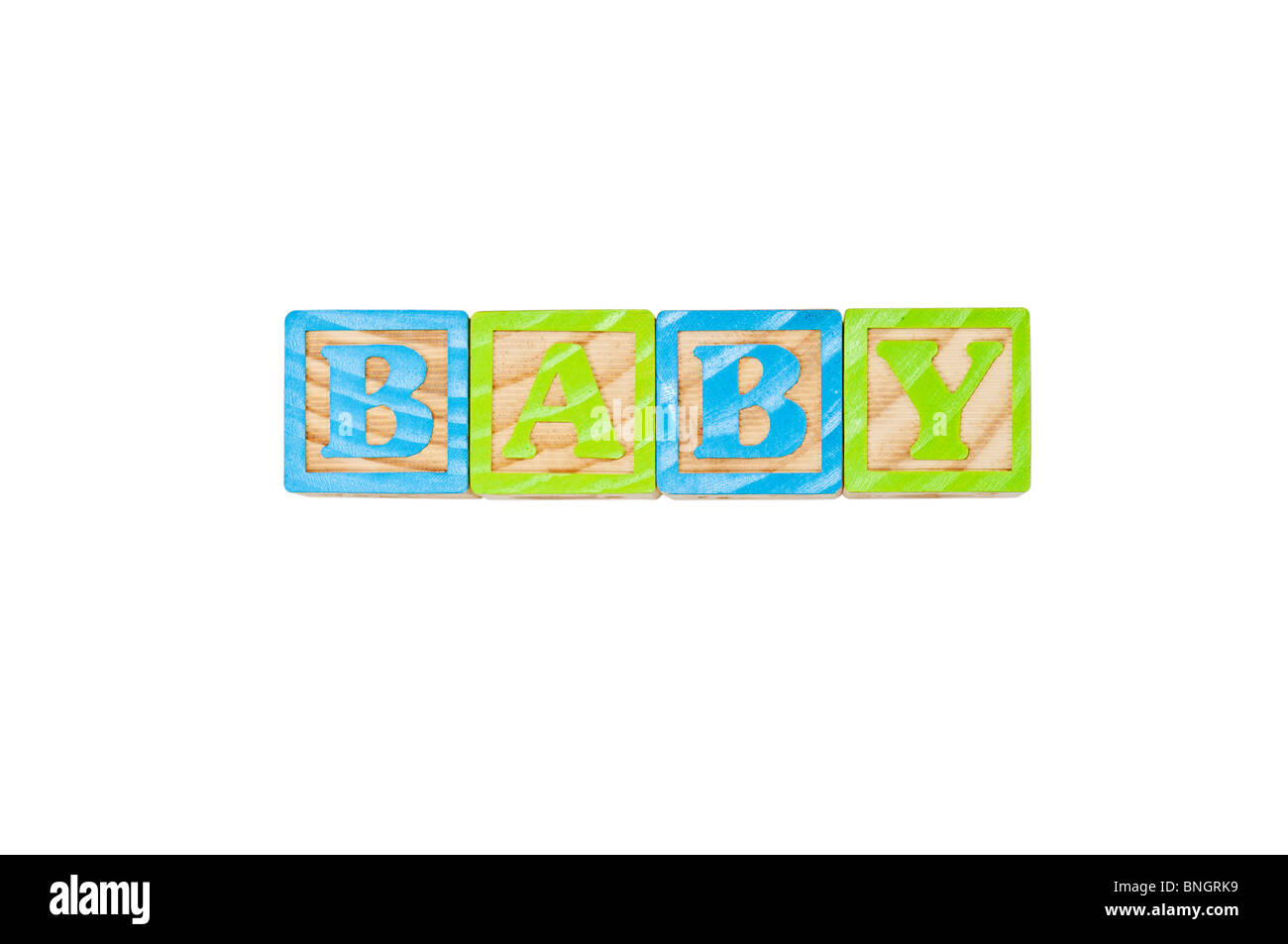 Kinder Alphabet Blocks Schreibweise des Wortes Baby Stockfoto