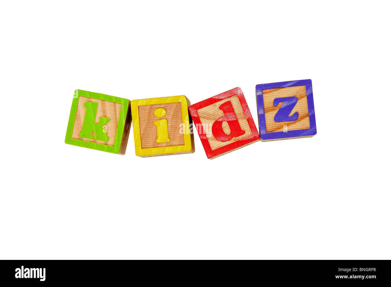 Kinder Alphabet Blocks Schreibweise des Wortes Kidz Stockfoto