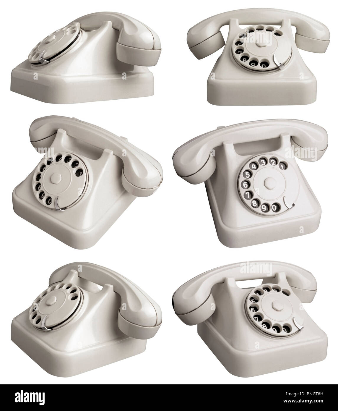 Vintage Telefon in sechs verschiedenen Winkeln Stockfoto