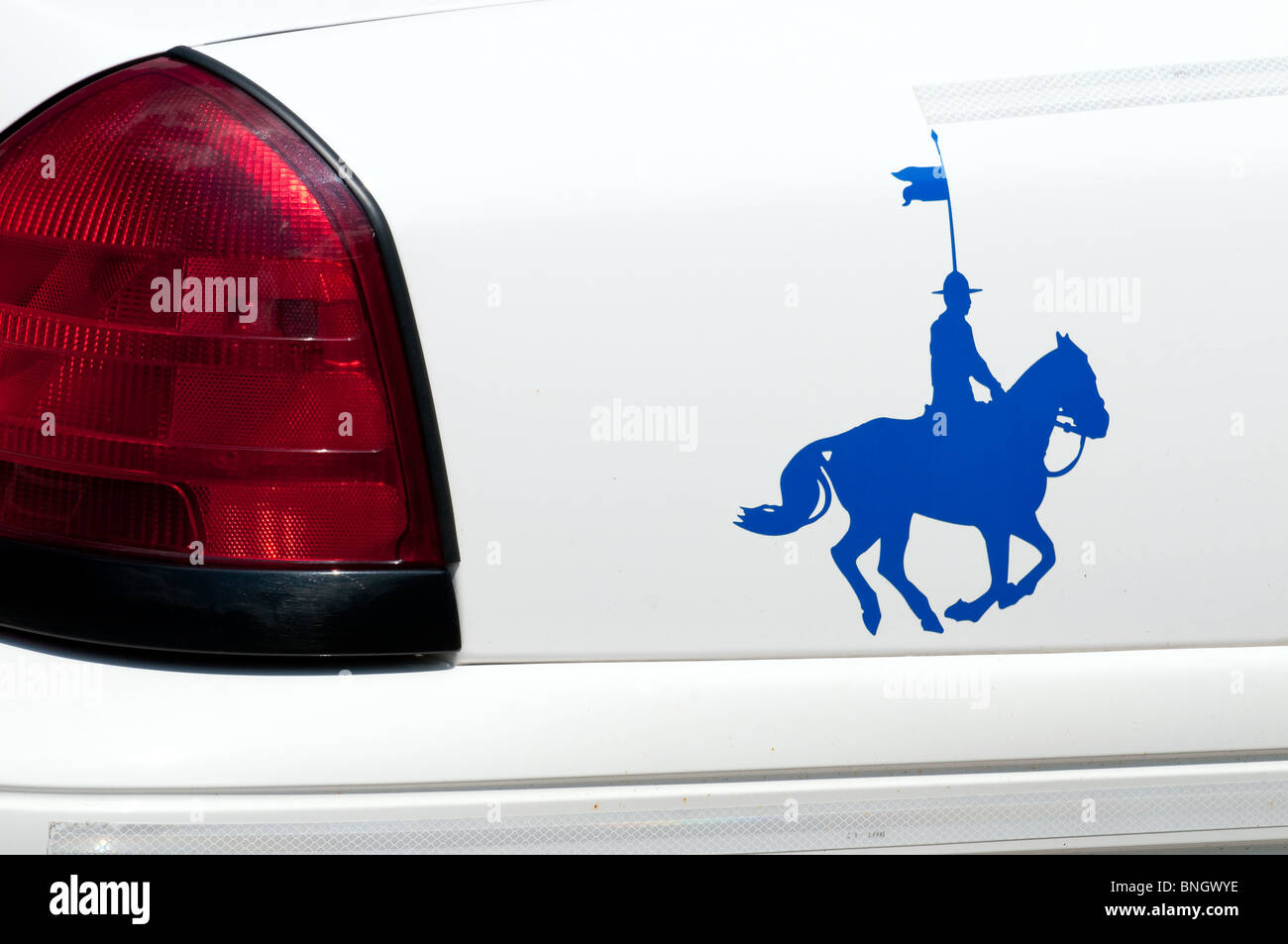 Das RCMP Musical Ride Logo auf ein Polizeiauto Stockfoto