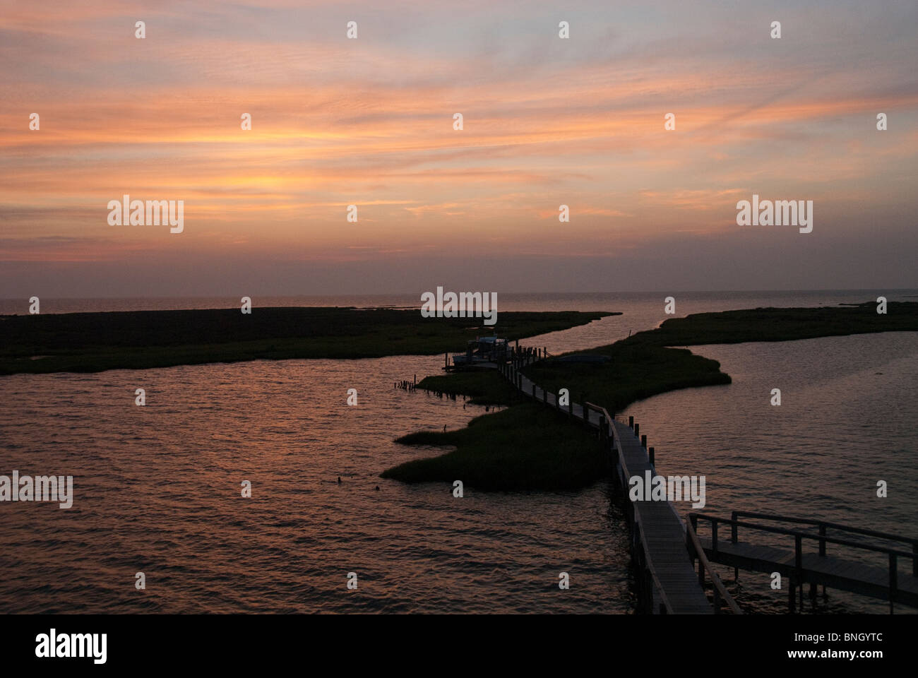 Dock, Fox Island Virginia Sonnenuntergang Stockfoto