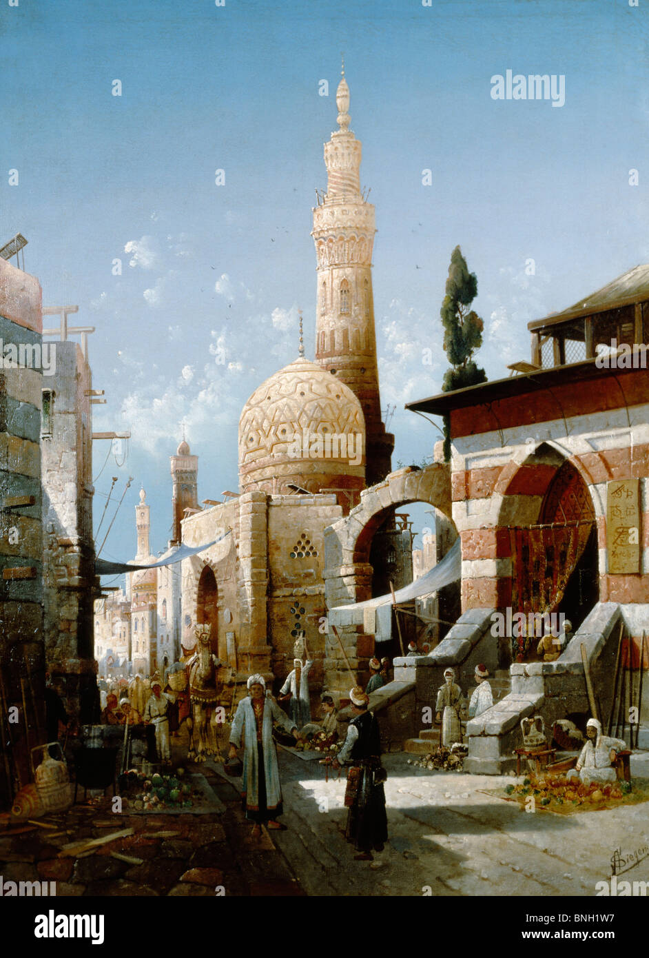 Ägypten, Kairo, Street in Kairo von August Friedrich Siegert, (1820-1883) Stockfoto