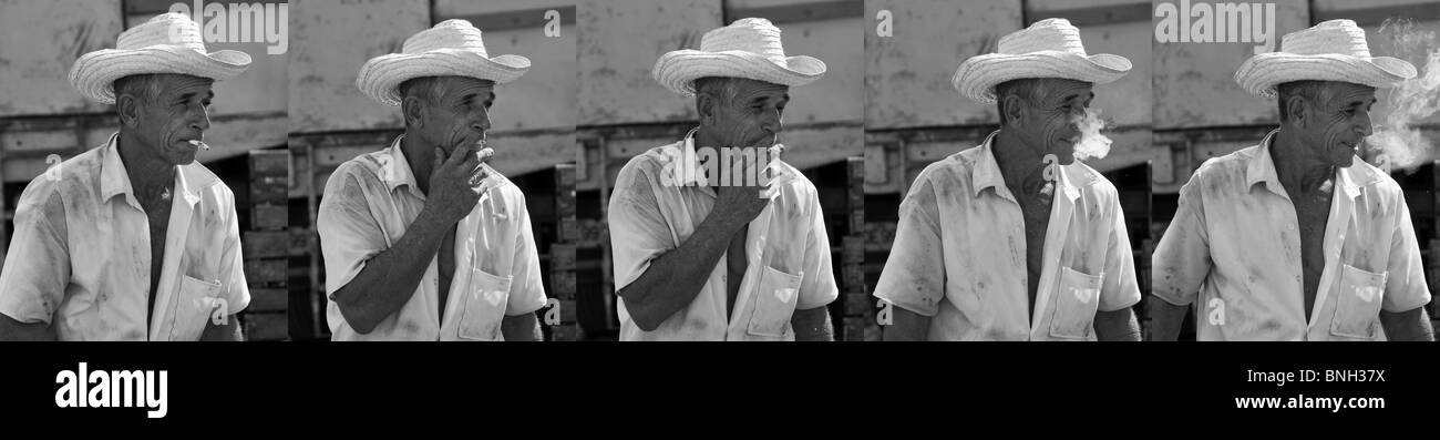 Kubanische Raucher montage Stockfoto