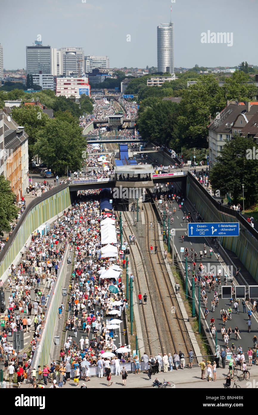 Still-Leben, Schließung der Autobahn A40, für eine 60 KM lange Kulturfestival mit mehr dann 3 Millionen Zuschauer. Ruhr und Umgebung, Deutschland Stockfoto