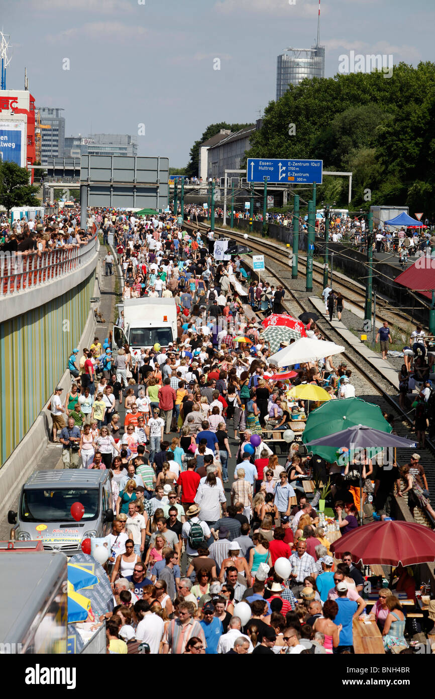 Still-Leben, Schließung der Autobahn A40, für eine 60 KM lange Kulturfestival mit mehr dann 3 Millionen Zuschauer. Ruhr und Umgebung, Deutschland Stockfoto