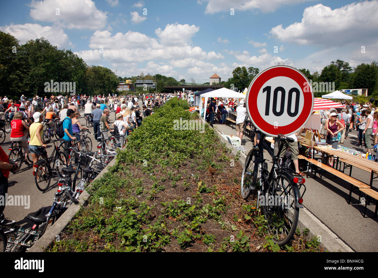Still-Leben, Schließung der Autobahn A40, für eine 60 KM lange Kulturfestival mit mehr dann 3 Millionen Zuschauer. Ruhr und Umgebung, Deutschland Stockfoto
