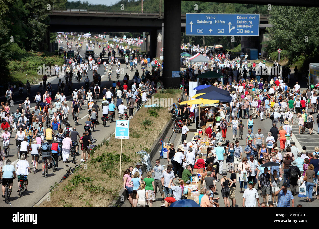 Still-Leben, Schließung der Autobahn A40, für eine 60 KM lange Kulturfestival mit mehr dann 3 Millionen Zuschauer. Ruhr und Umgebung, Deutschland Stockfoto
