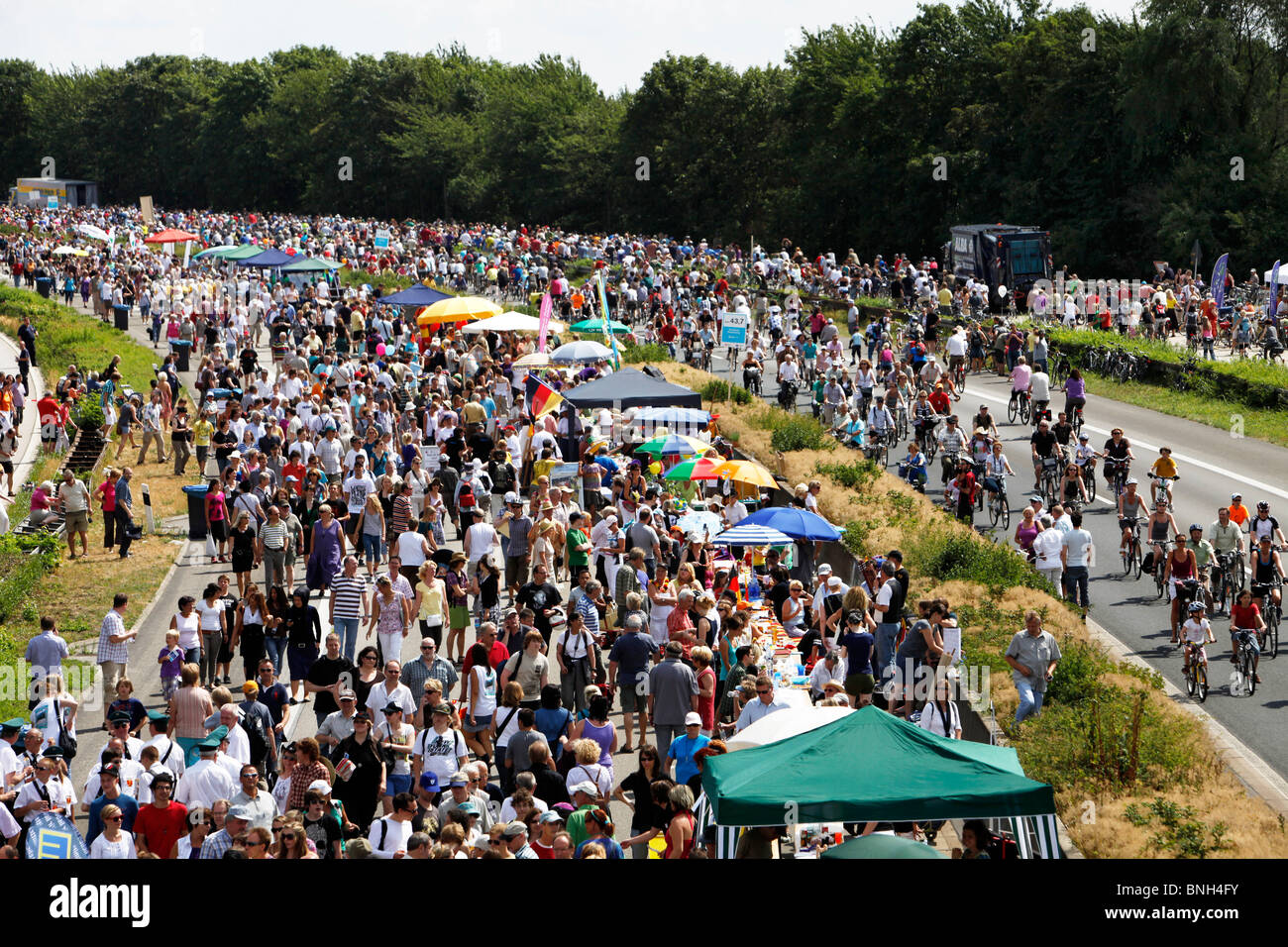 Still-Leben, Schließung der Autobahn A40, für eine 60 KM lange Kulturfestival mit mehr dann 3 Millionen Zuschauer. Ruhr und Umgebung, Deutschland Stockfoto