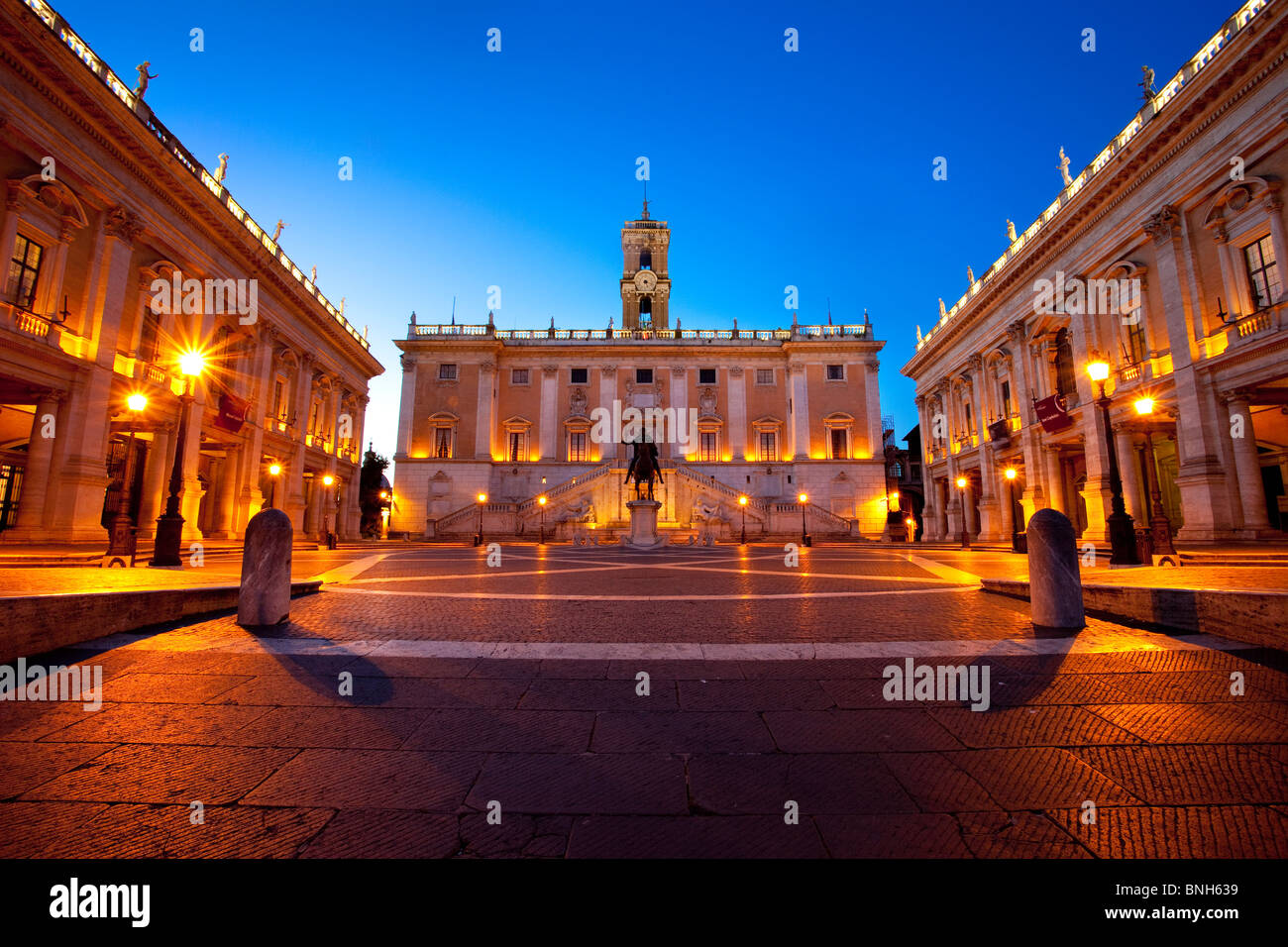 Morgendämmerung am Piazza del Campidoglio, Rom-Latium-Italien Stockfoto