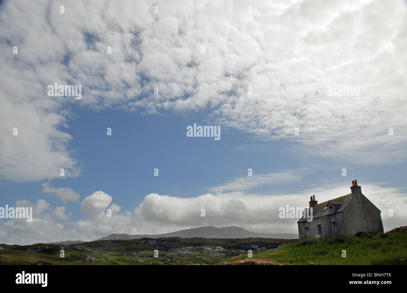 Isle of Lewis. Äußeren Hebriden verfallenen Landwirtschaft Hütte Stockfoto