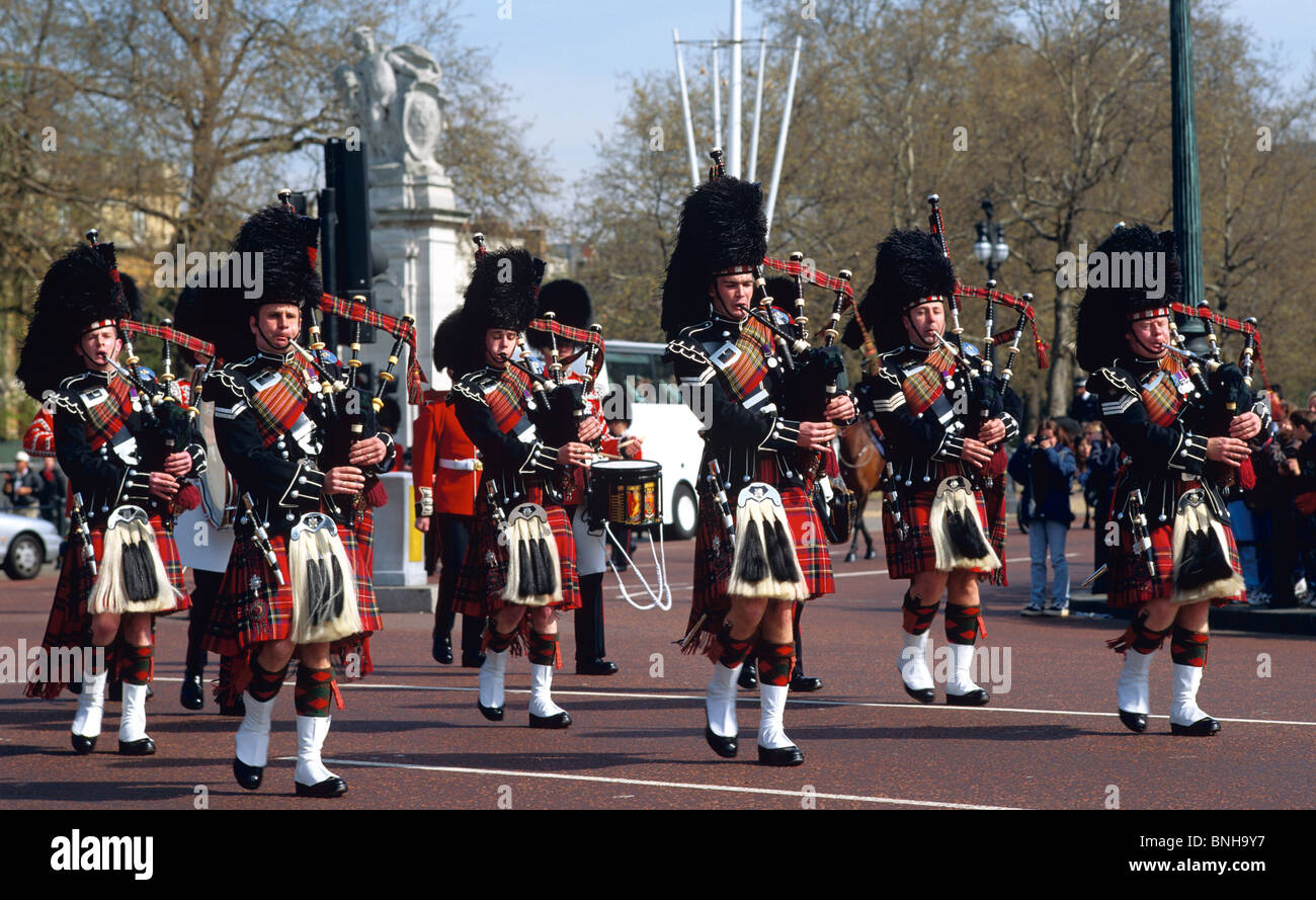 Schotten bewachen die Mall London UK Stockfoto