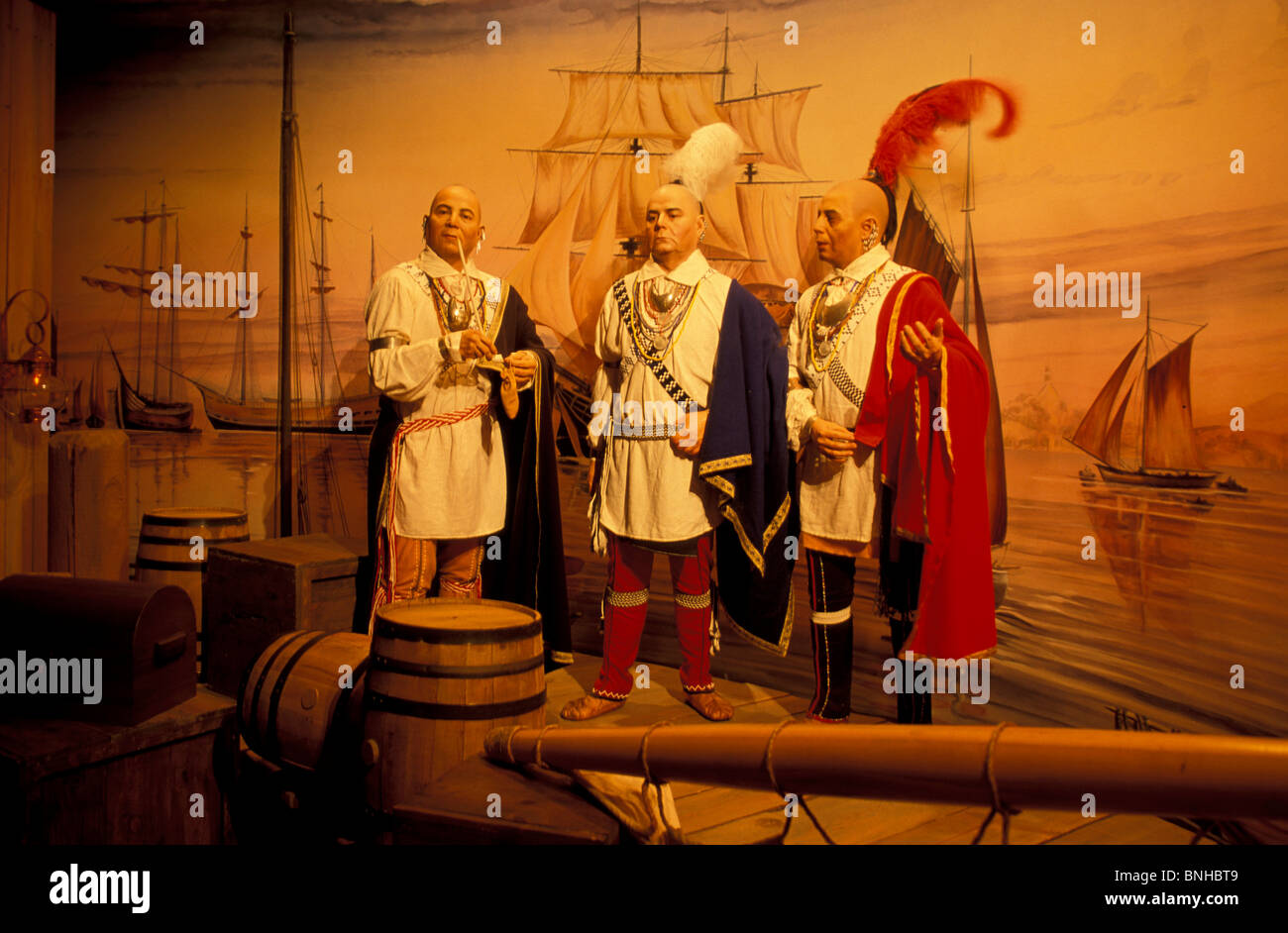 USA Cherokee North Carolina Museum der Cherokee indische Geschichte Statuen Ureinwohner erste Nation Ausstellung im Innenbereich Stockfoto