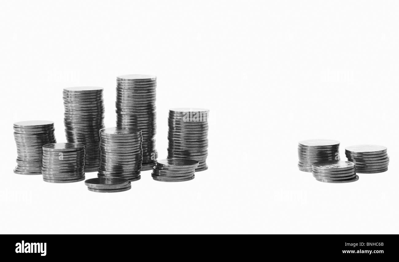 Stapel von Silbermünzen Stockfoto