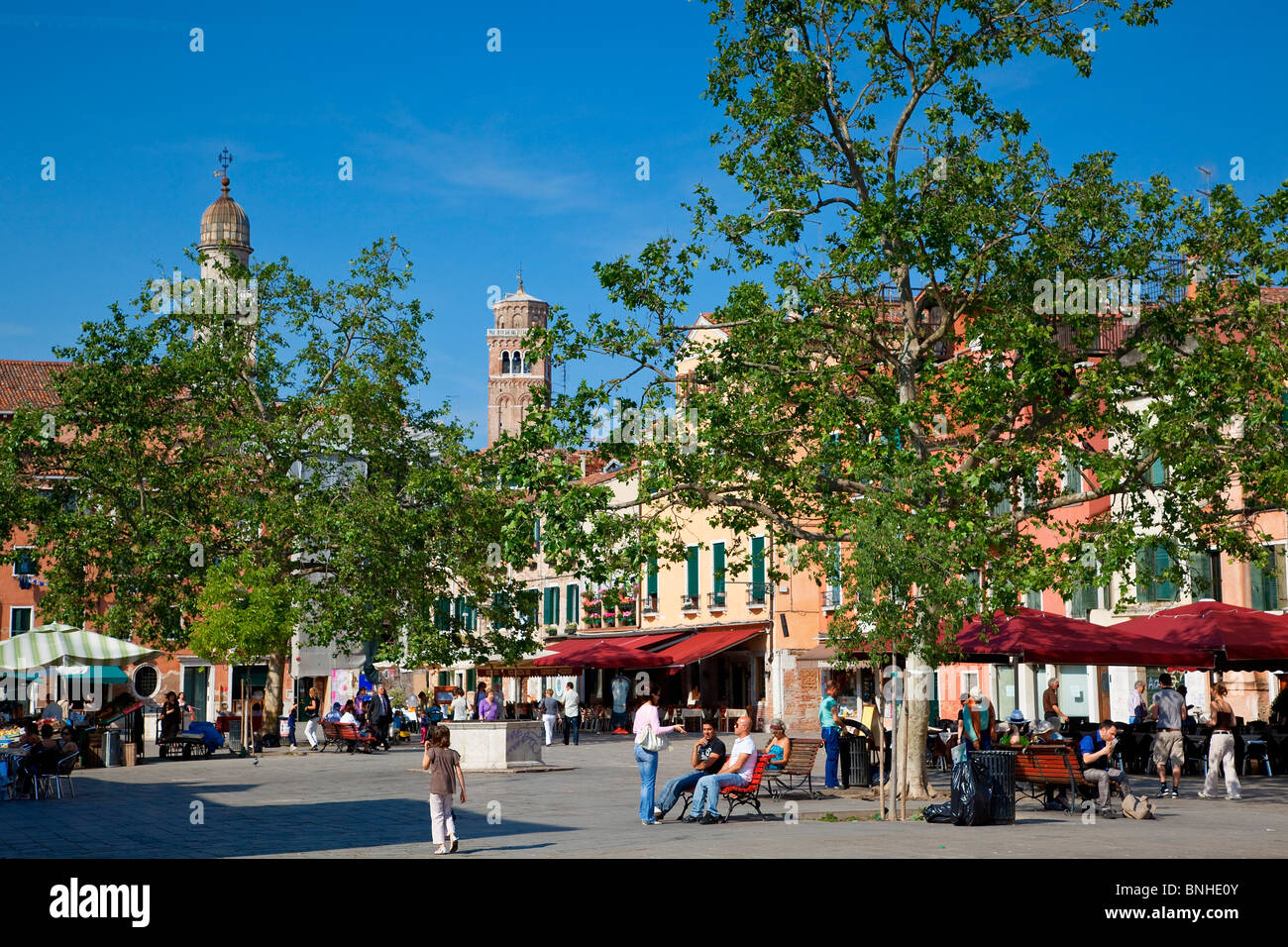 Europa, Italien, Venezia, Venedig, aufgeführt als Weltkulturerbe der UNESCO, Campo Santa Margherita Stockfoto