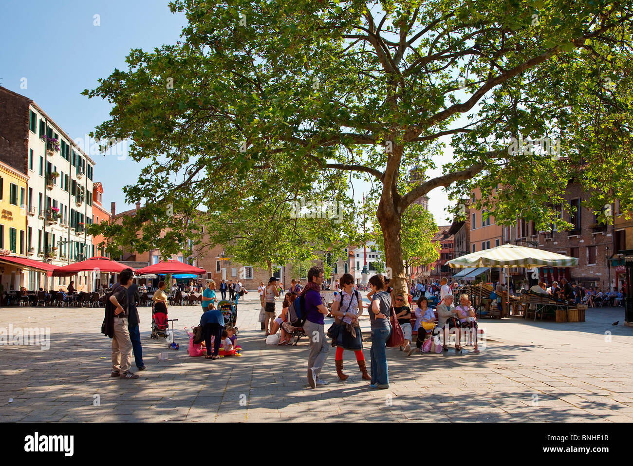 Europa, Italien, Venezia, Venedig, aufgeführt als Weltkulturerbe der UNESCO, Campo Santa Margherita Stockfoto