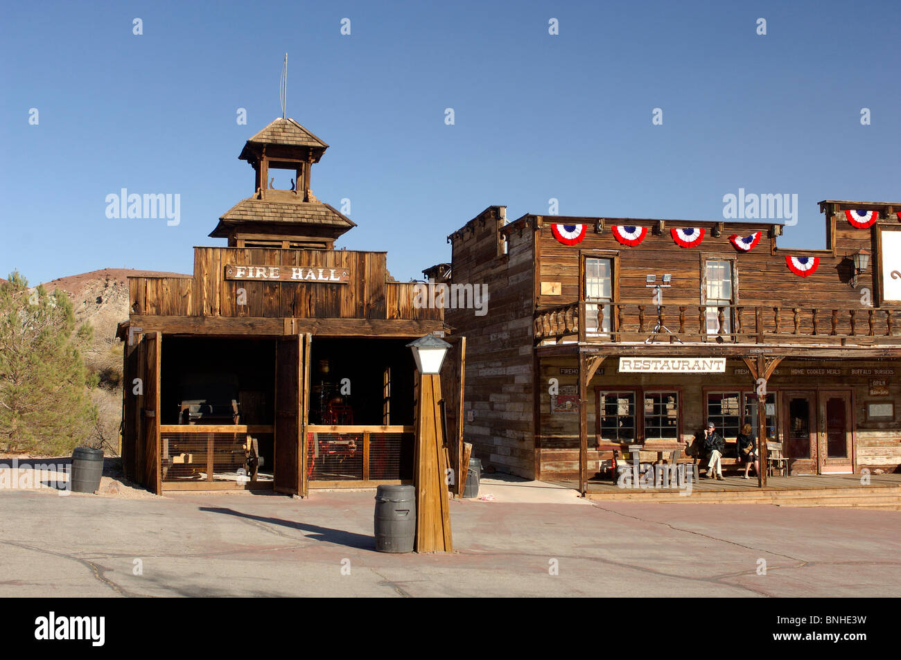 USA California Calico Ghost Town Holzhäuser Architektur verlassen Touristen Tourismus Silberminen historische Vereinigte Staaten von Stockfoto