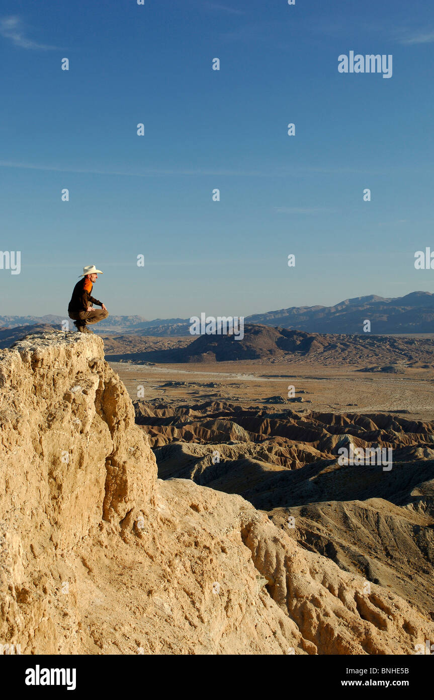 USA-Kalifornien in der Schrift Punkt Anza Borrego Desert State Park Abgrund ein Person Freiheit Ansicht Landschaft Landschaft Wüste Stockfoto