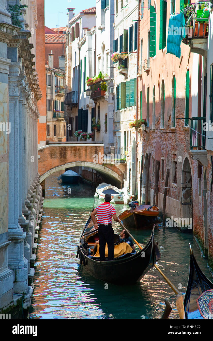 Europa, Italien, Venezia, Venedig, aufgeführt als Weltkulturerbe der UNESCO, Gondel in Venedig Stockfoto