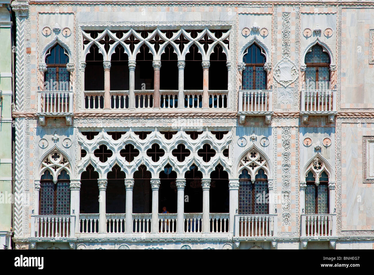 Europa, Italien, Venezia, Venedig, aufgeführt als Weltkulturerbe der UNESCO, der gotische Palast der Ca D'Oro Stockfoto