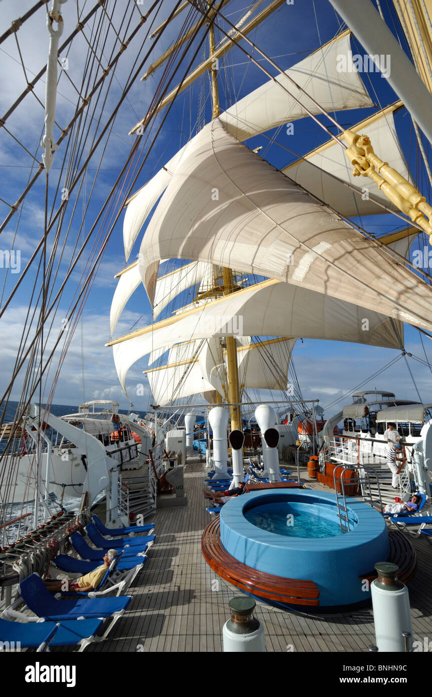 Karibik Royal Clipper Star Clippers Sailing Vessel Segler Segeln Urlaub Urlaub Kreuzfahrt Schiff pool Stockfoto