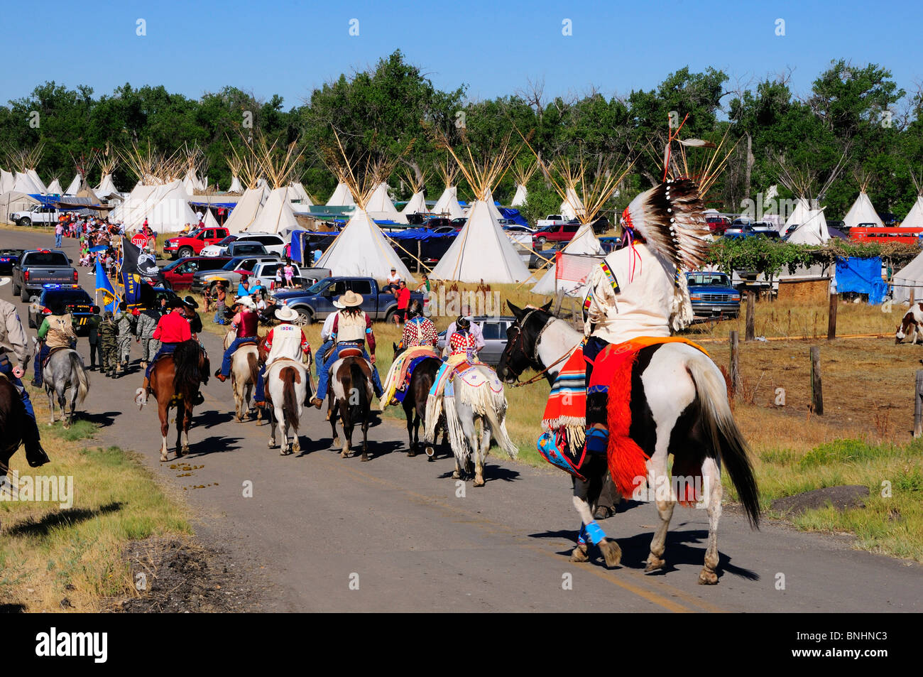 USA Crow Fair Indian Pow Wow Crow Agentur Montana Powwow Native Americans amerikanische Eingeborene First Nation Indianer Kultur treffen Stockfoto