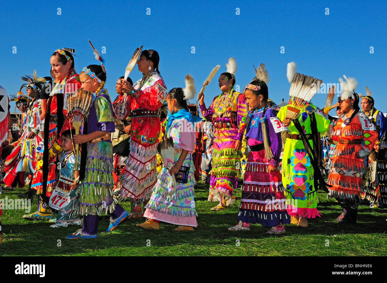 USA Crow Fair Indian Pow Wow Crow Agentur Montana Powwow Native Americans amerikanische Eingeborene First Nation Indianer Kultur treffen Stockfoto