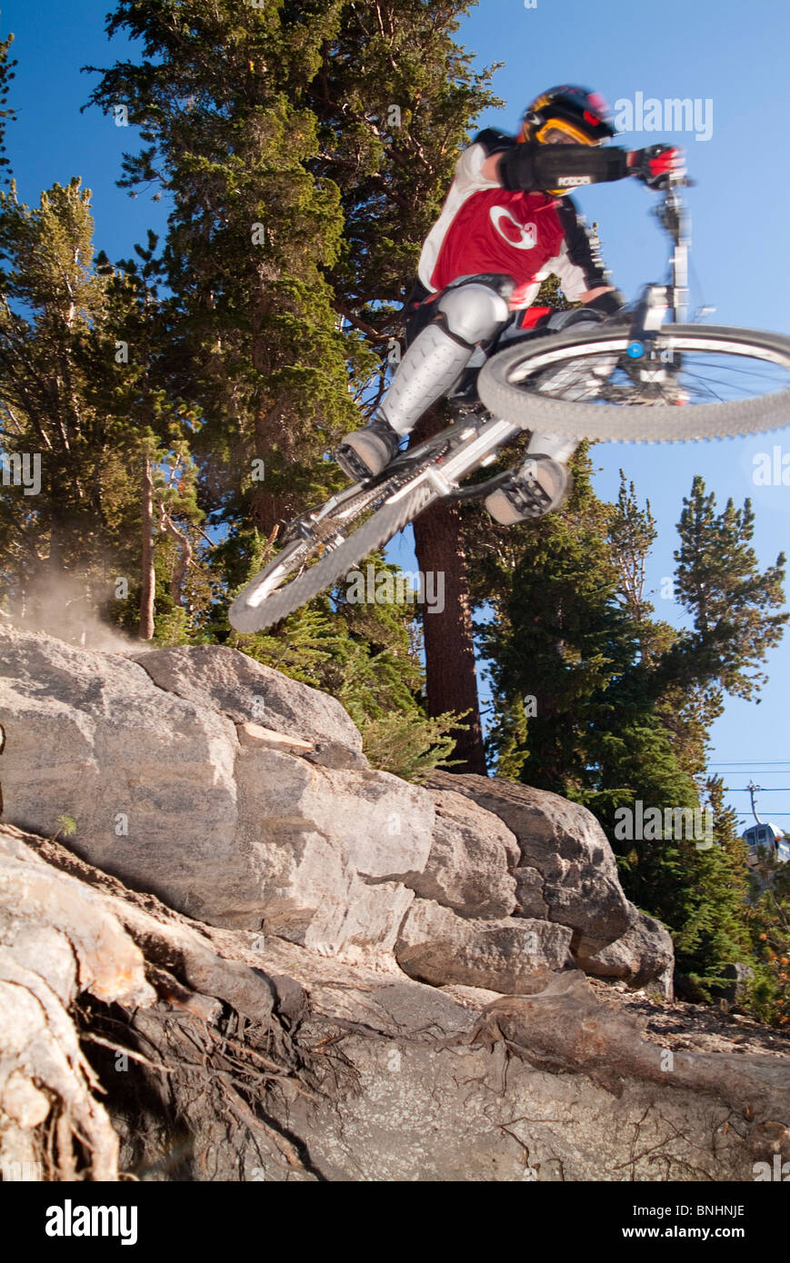 Mountainbiker Brian Emerson. Stockfoto
