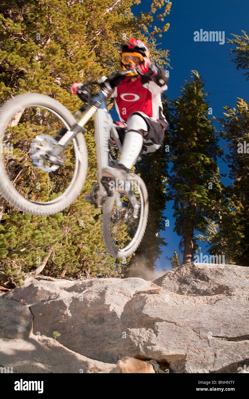 Mountainbiker Brian Emerson. Stockfoto
