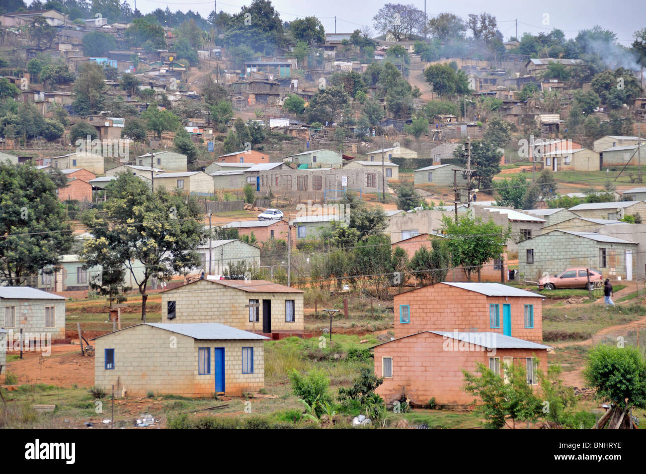 Sabie Süd Afrika Afrika schwarze Afrikaner Häuser Siedlung Marktflecken Stockfoto