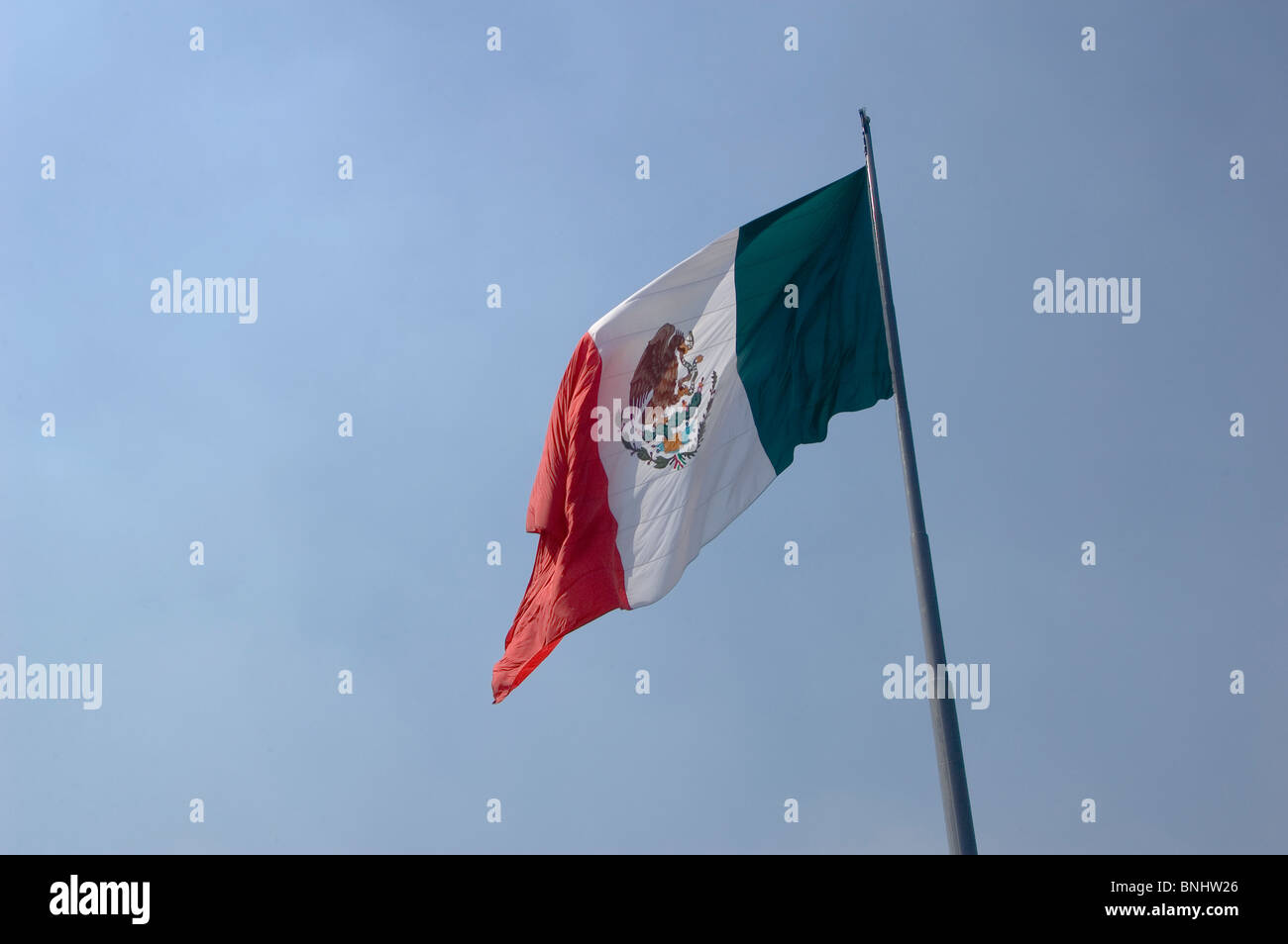 Zocalo mexikanischen National Flag Plaza De La Constitucion Centro Historico-Mexiko-Stadt Stockfoto