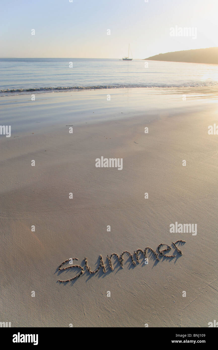 Sommer am Strand geschrieben Stockfoto