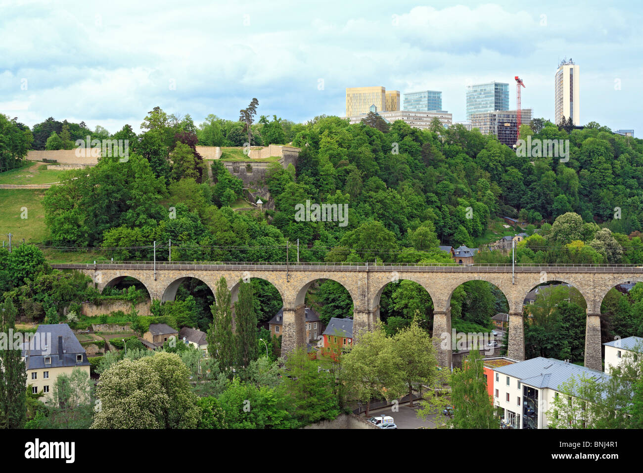 Luxemburg-Stadt Westeuropa Europa Europäische Tourismus Reisen tagsüber Stadt Städte Ansicht von oben im Freien im freien Haus Häuser Stockfoto