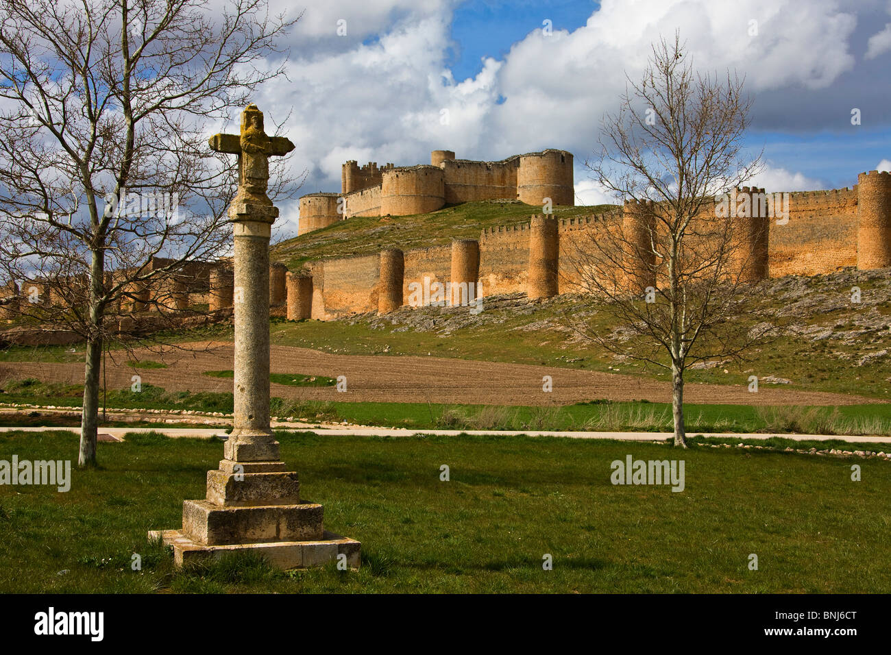 Spanien Castilla Leon Region Bereich Soria Provinz Berlanga de Duero Festungsmauer Burg im Mittelalter, Stockfoto